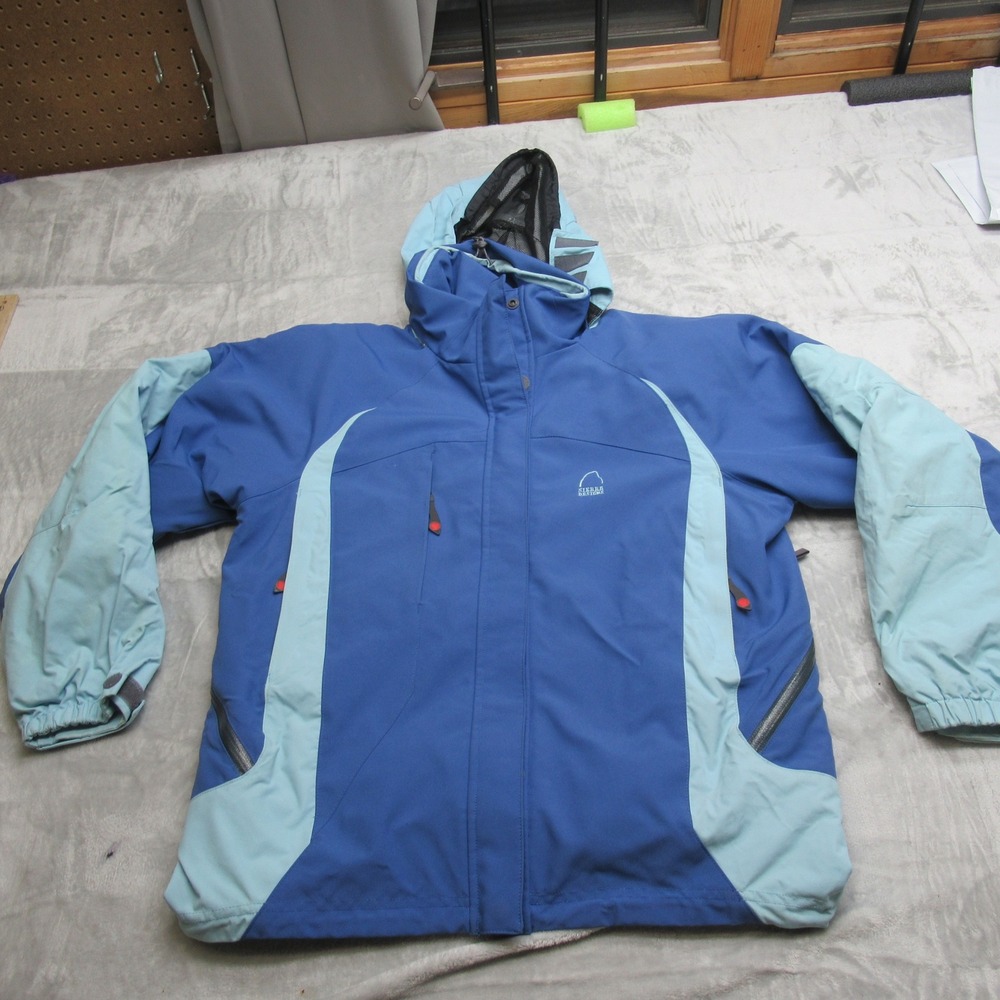 Sierra Designs Jacket Womens Medium Blue Insulated Waterproof Hood Winter Skiing